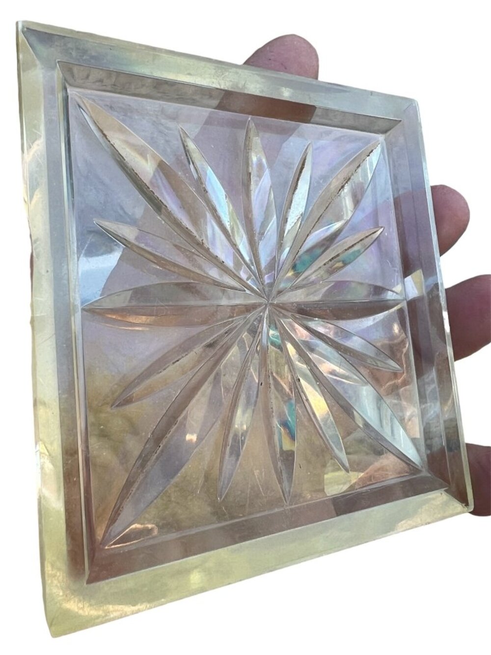 Starburst Lucite Coasters MCM With Storage Box 3.5" X 3.5" Set Of 4 Vintage Gift